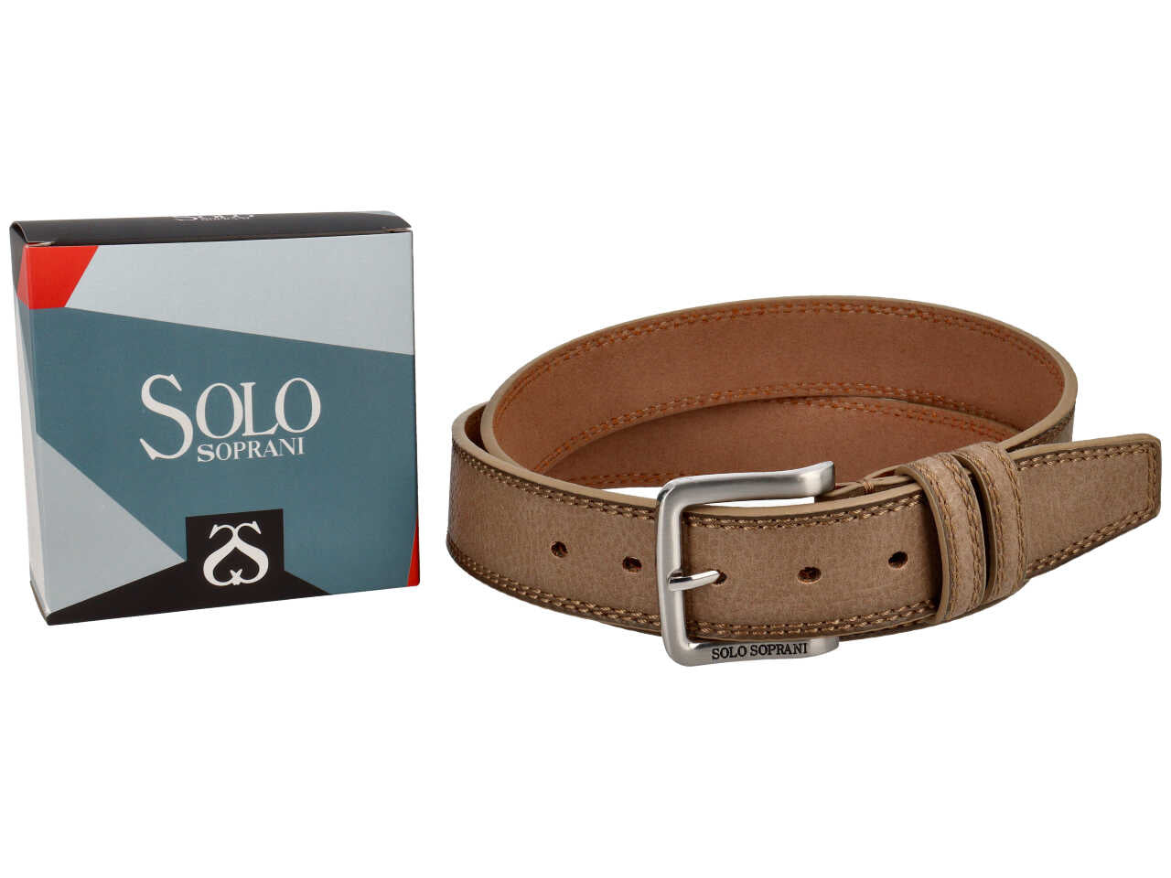 Cintura da uomo tortora in similpelle martellata, larghezza 4 cm, taglie assortite dalla 115 alla 130 cm - Solo Soprani