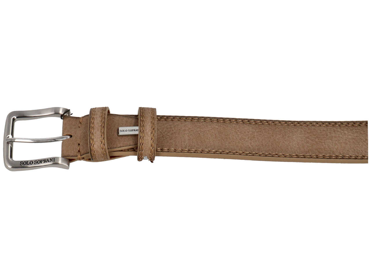 Cintura da uomo tortora in similpelle martellata, larghezza 4 cm, taglie assortite dalla 115 alla 130 cm - Solo Soprani