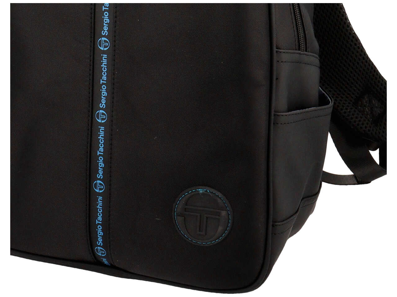 Zaino da uomo nero in simil pelle e tessuto 40x27x14 cm - Sergio Tacchini