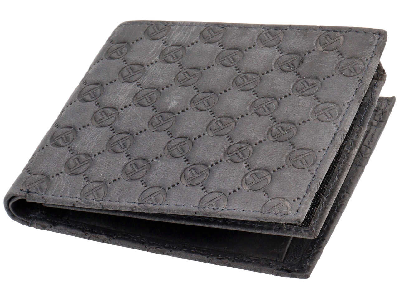 Portafoglio da uomo in pelle blu scuro con logo a rilievo 9x11,5 cm - Sergio Tacchini