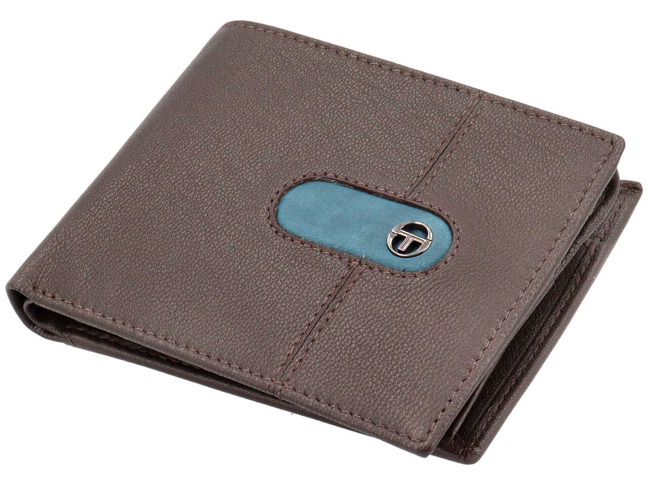 Portafoglio da uomo in pelle testa di moro con inserto avio, 10x13 cm - Sergio Tacchini