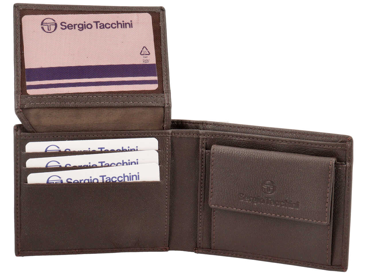 Portafoglio da uomo in pelle testa di moro con inserto avio, 9x11,5 cm - Sergio Tacchini