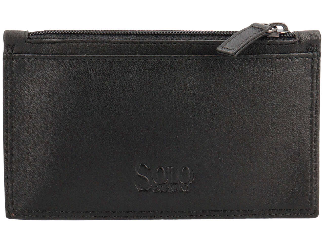 Portacarte da uomo in pelle nero con portamonete e inserto bianco, 8x13 cm - Solo Soprani