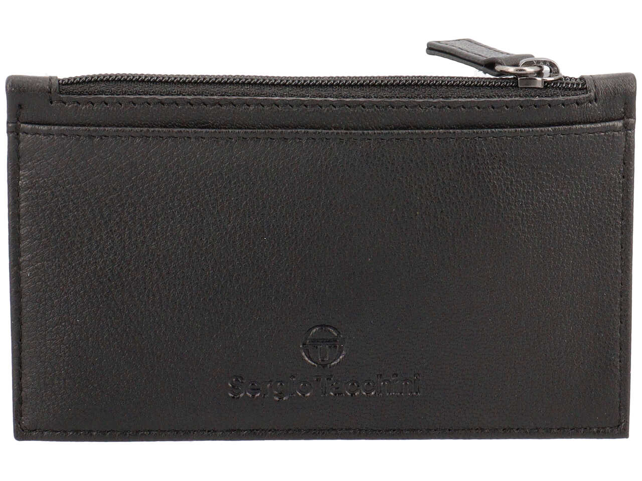Portacarte da uomo in pelle nero con inserto verde oliva, 8x13 cm - Sergio Tacchini