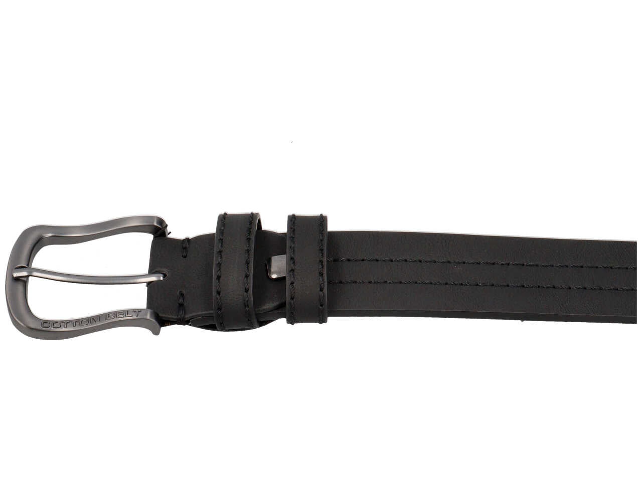 Cintura da uomo nera in pelle e rigenerato di cuoio - Cotton Belt
