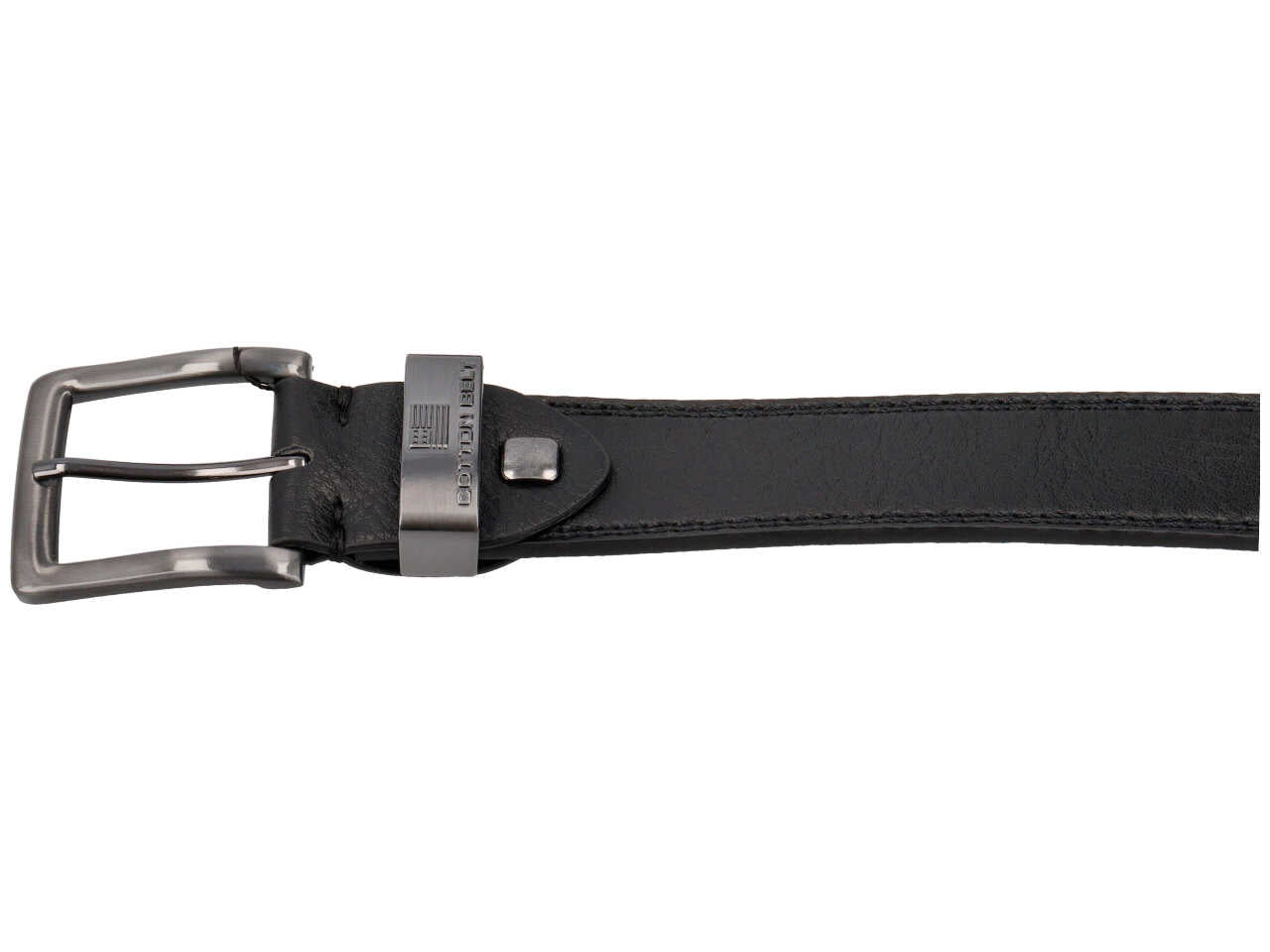 Cintura da uomo nera in pelle e rigenerato di cuoio - Cotton Belt