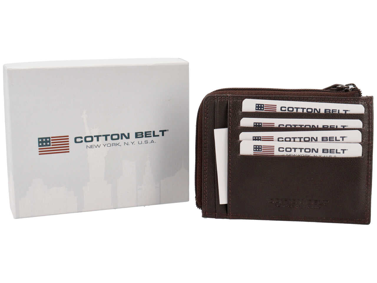 Portafoglio da uomo in pelle marrone 12,5x9,5x1,5 cm - Cotton Belt
