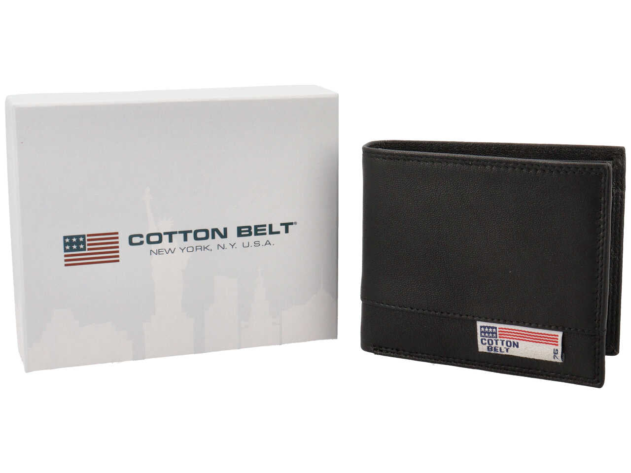 Portafoglio da uomo in pelle nero 11x9x2 cm - Cotton Belt