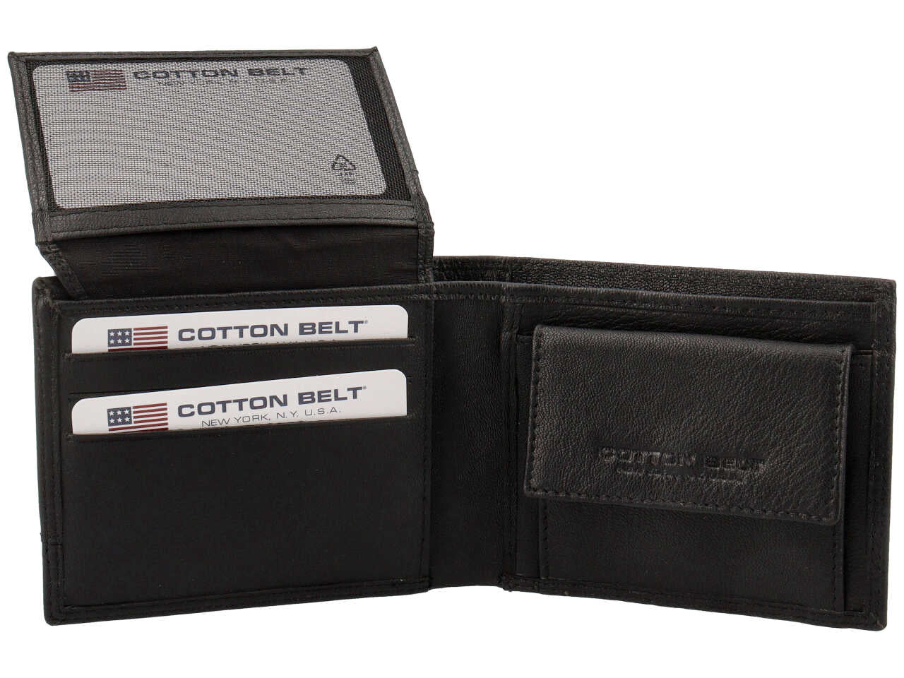 Portafoglio da uomo in pelle nero 11x9x2 cm - Cotton Belt