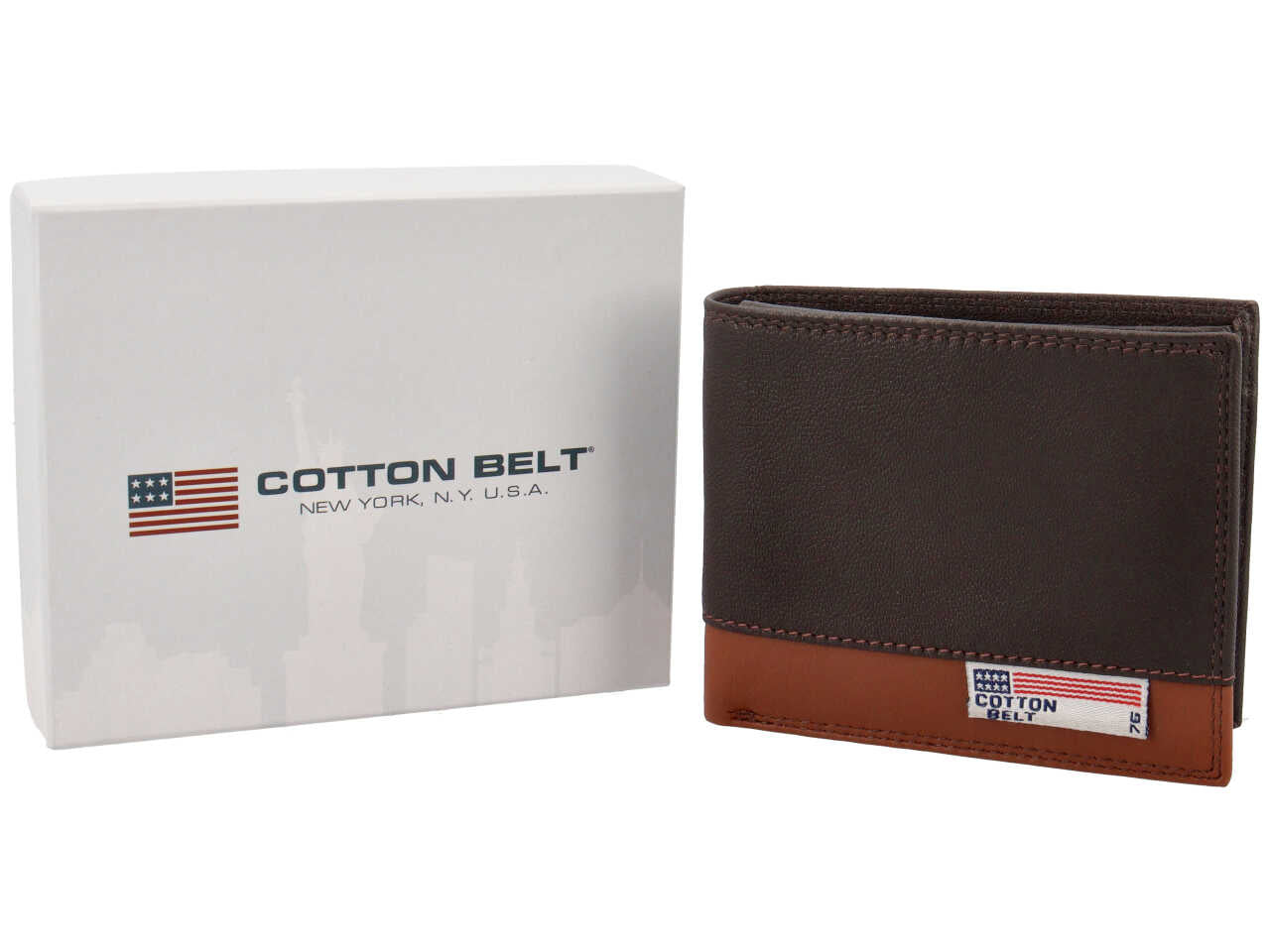 Portafoglio da uomo in pelle marrone chiaro e marrone scuro 11x9x2 cm - Cotton Belt