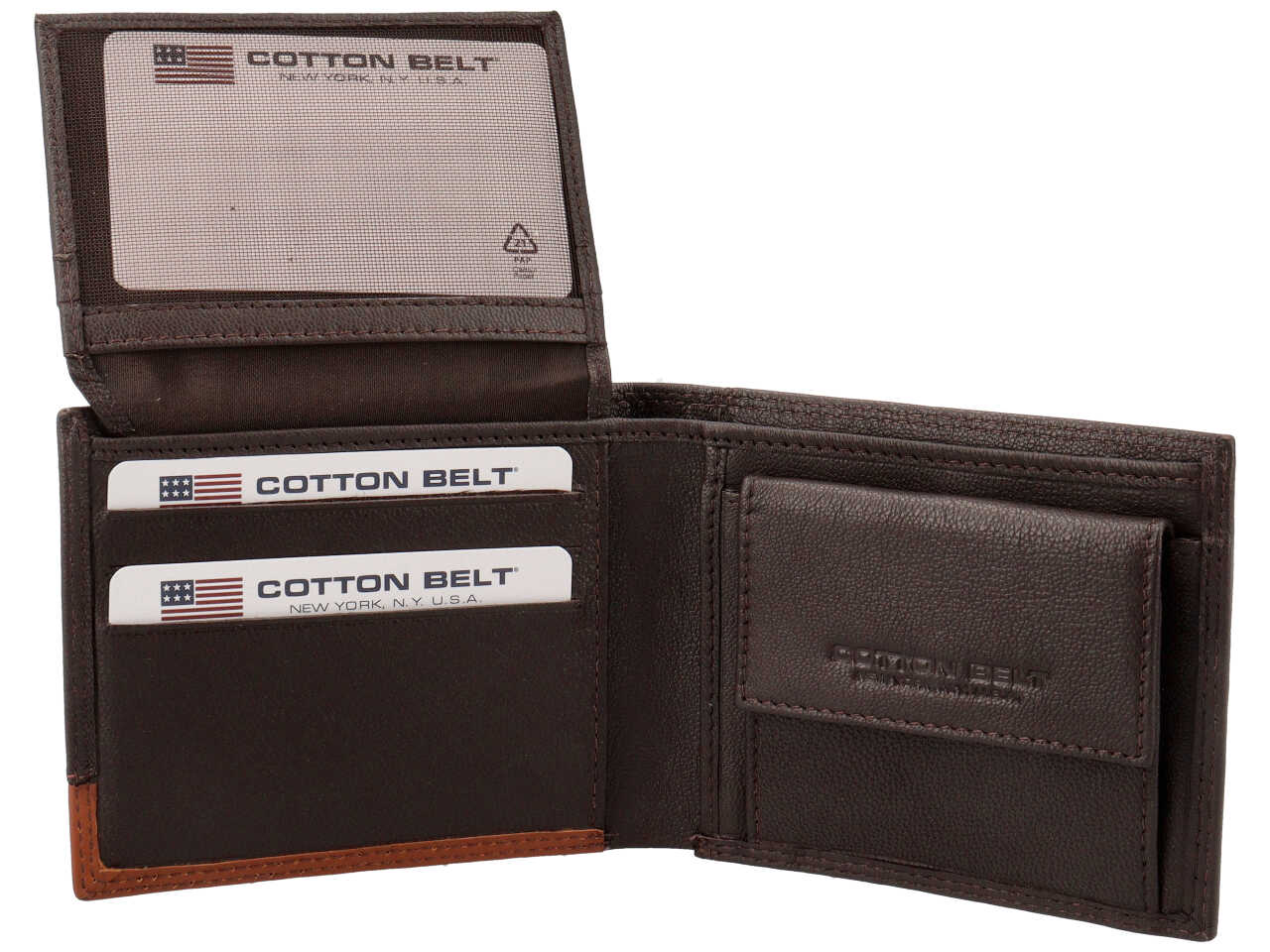 Portafoglio da uomo in pelle marrone chiaro e marrone scuro 11x9x2 cm - Cotton Belt