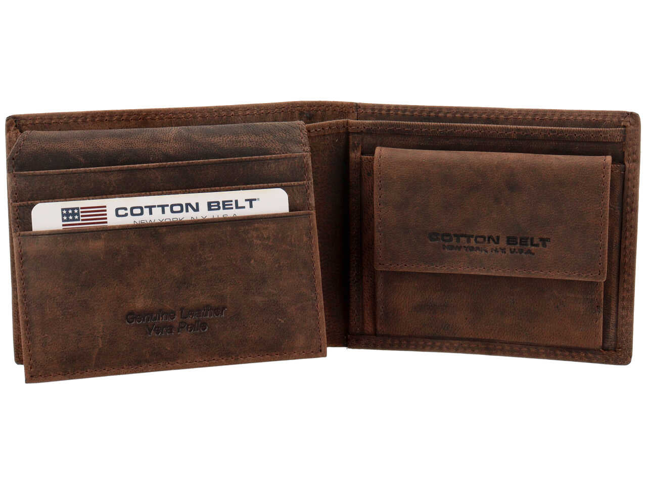 Portafoglio da uomo in pelle marrone 11x9x2 cm - Cotton Belt