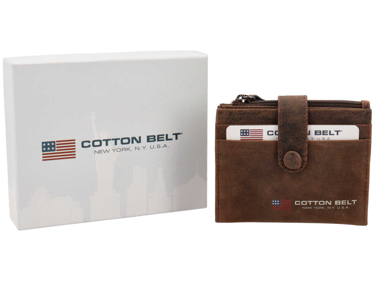 Porta carte di credito da uomo in pelle marrone 10x8,5cm - Cotton Belt