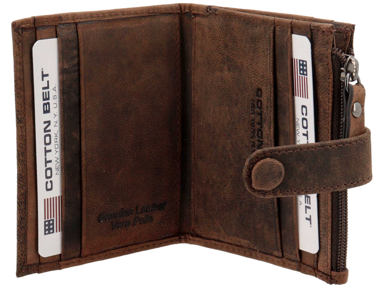 Porta carte di credito da uomo in pelle marrone 10x8,5cm - Cotton Belt