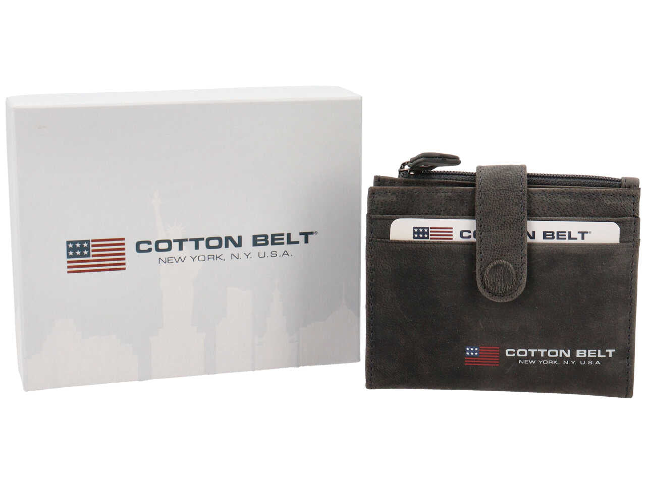 Porta carte di credito da uomo in pelle grigia 10x8,5cm - Cotton Belt
