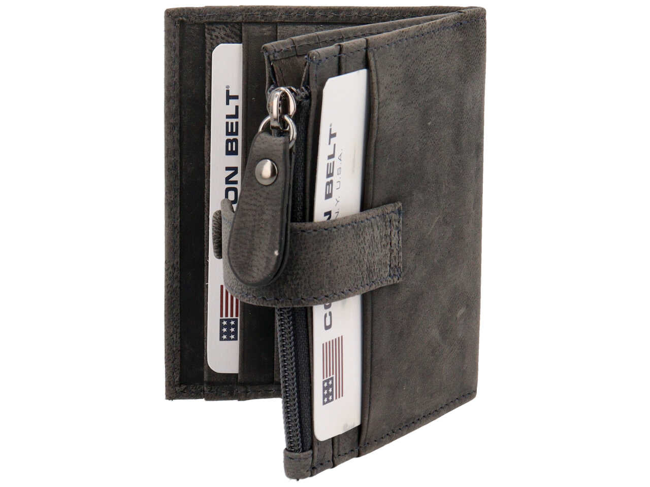 Porta carte di credito da uomo in pelle grigia 10x8,5cm - Cotton Belt