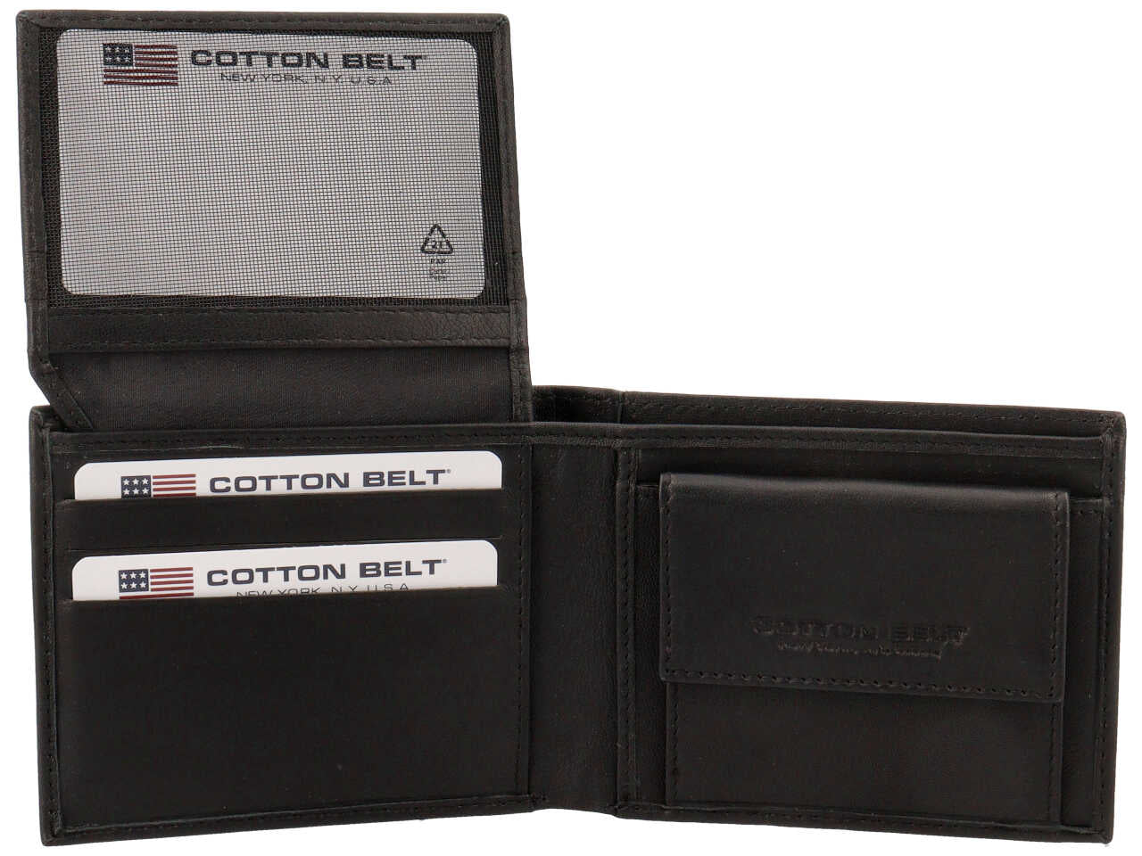 Portafoglio da uomo in pelle nero 11x9x2 cm - Cotton Belt