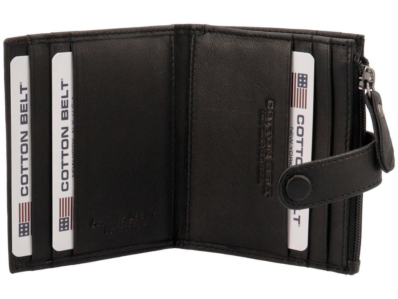Porta carte di credito da uomo in pelle nera 10x8,5cm - Cotton Belt