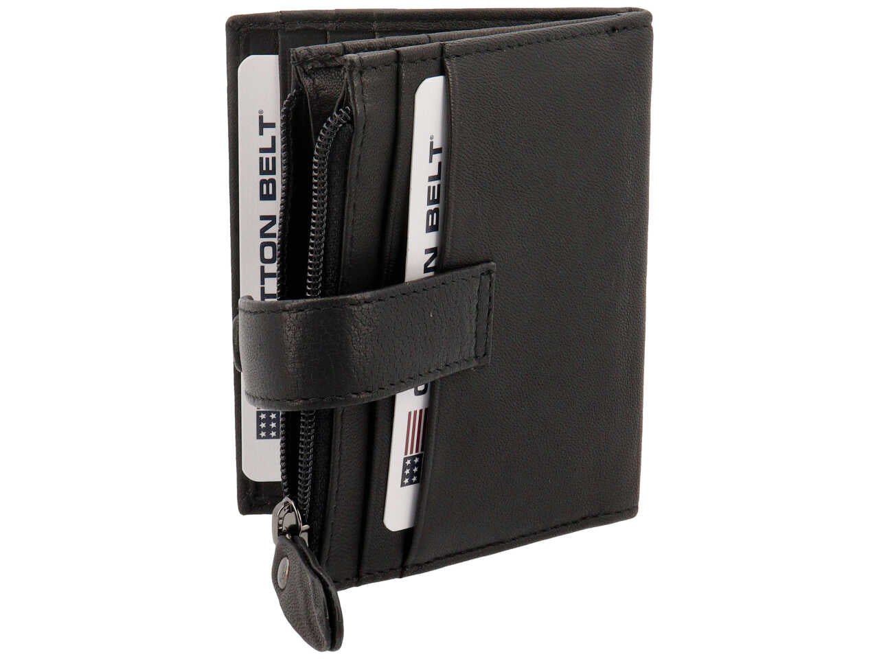 Porta carte di credito da uomo in pelle nera 10x8,5cm - Cotton Belt