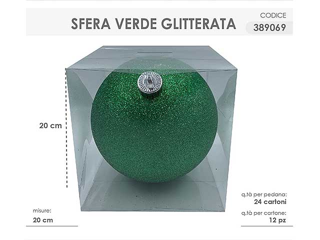Sfera d.20cm verde glitterata