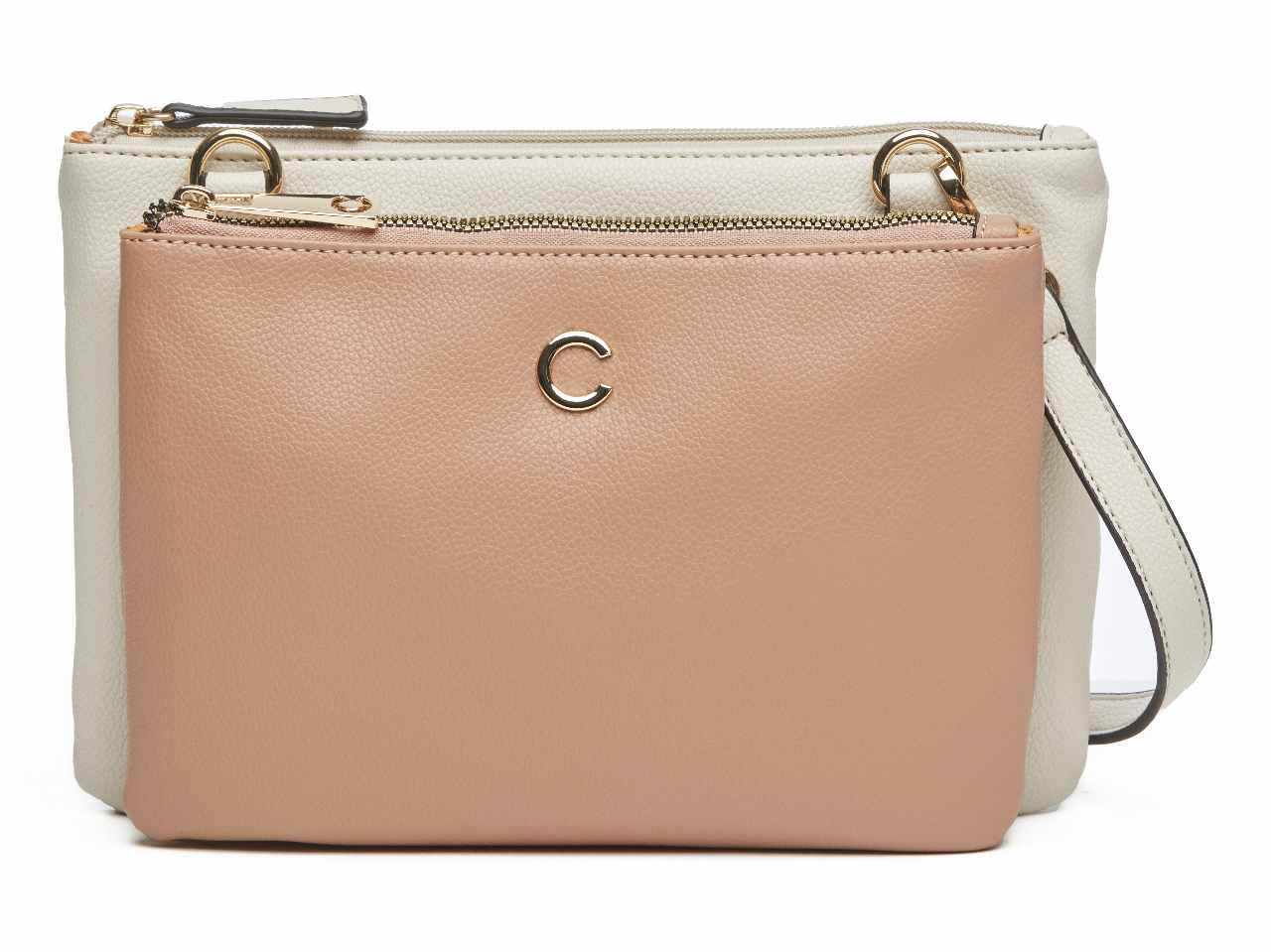 Borsa da donna first collection tracolla piatta doppia colore bianca composizione: 100% pelle sintetica