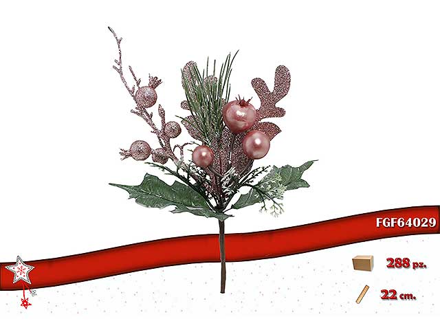 Pick 22cm c/bacche rosa