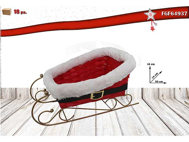 Slitta 30x16 rossa con bordo peluche