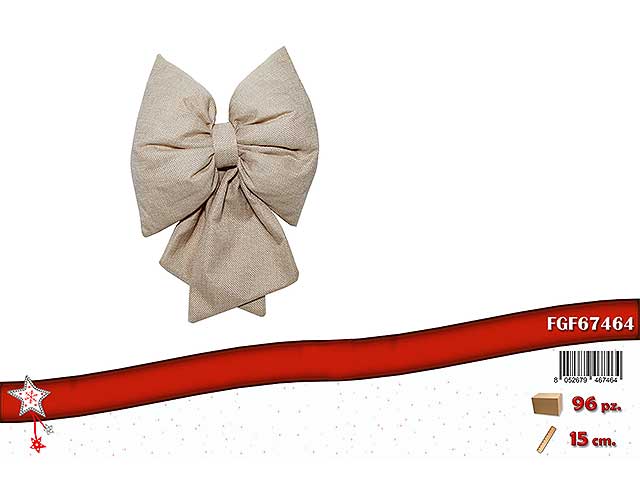 Fiocchi decorativi natalizi beige in tessuto 15cm