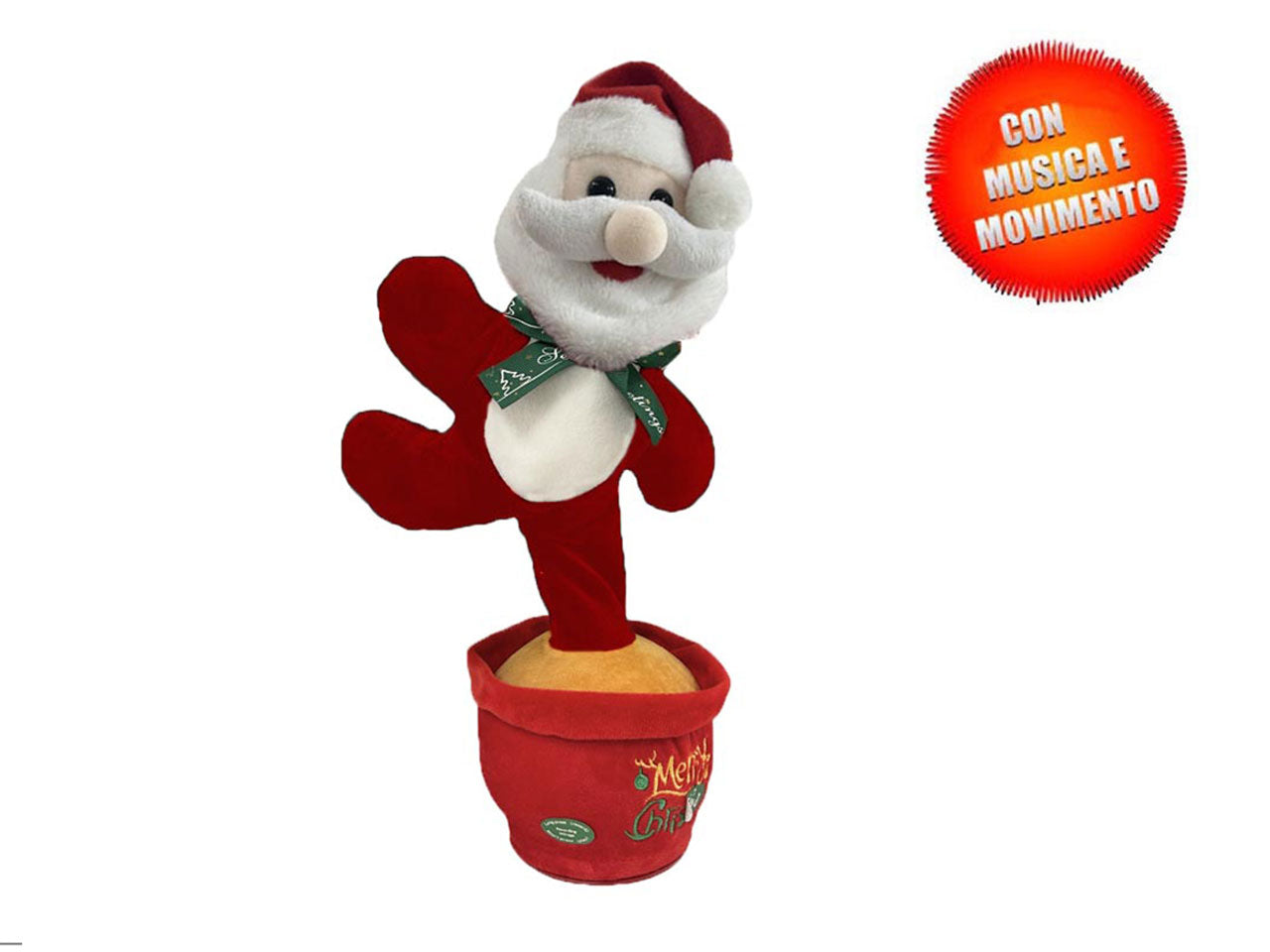 Pupazzo piantina babbo natale con movimento e musica misura 30cm