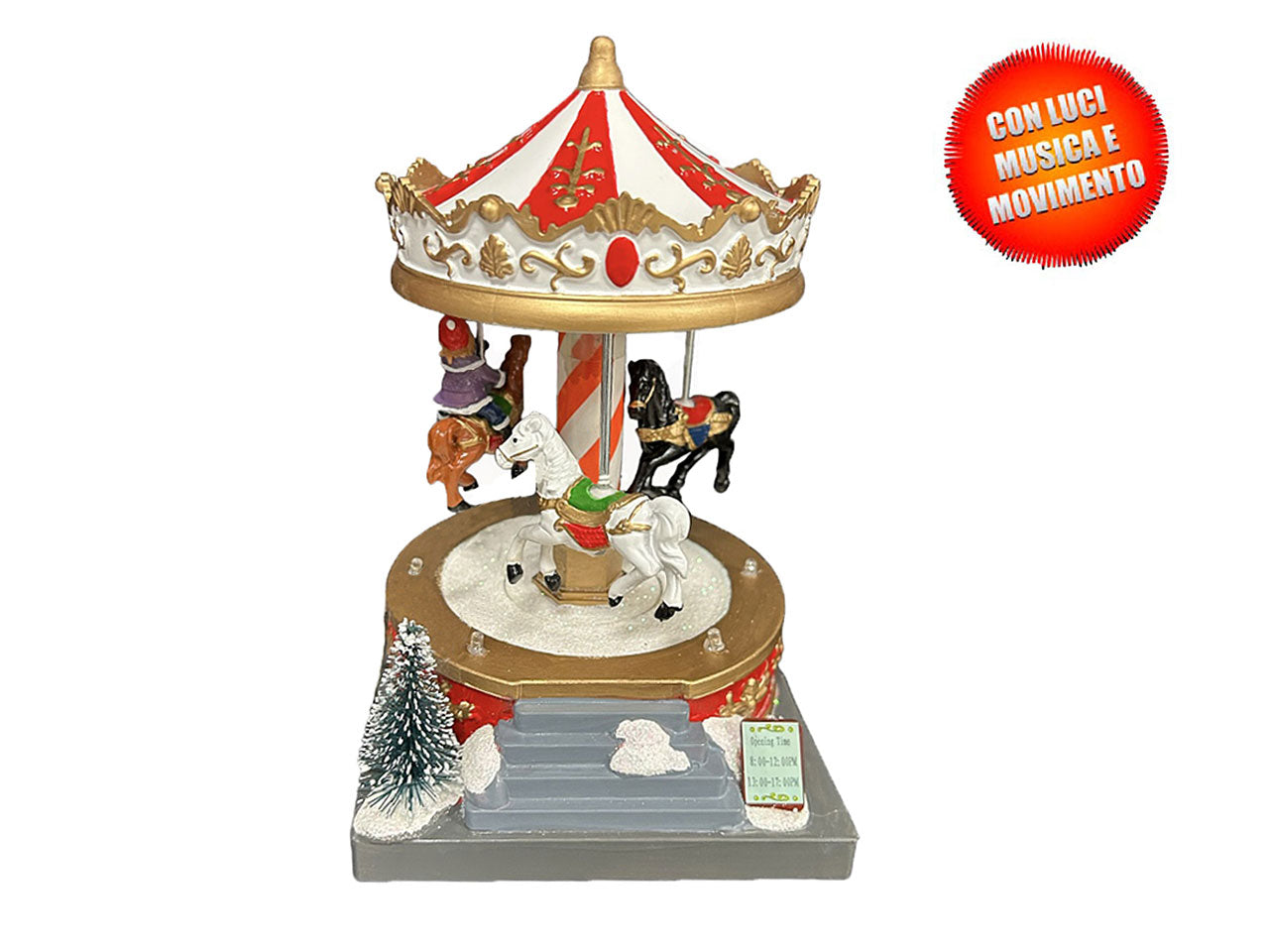 Giostrina carousel misura 13x12x19,5cm con luci e musica