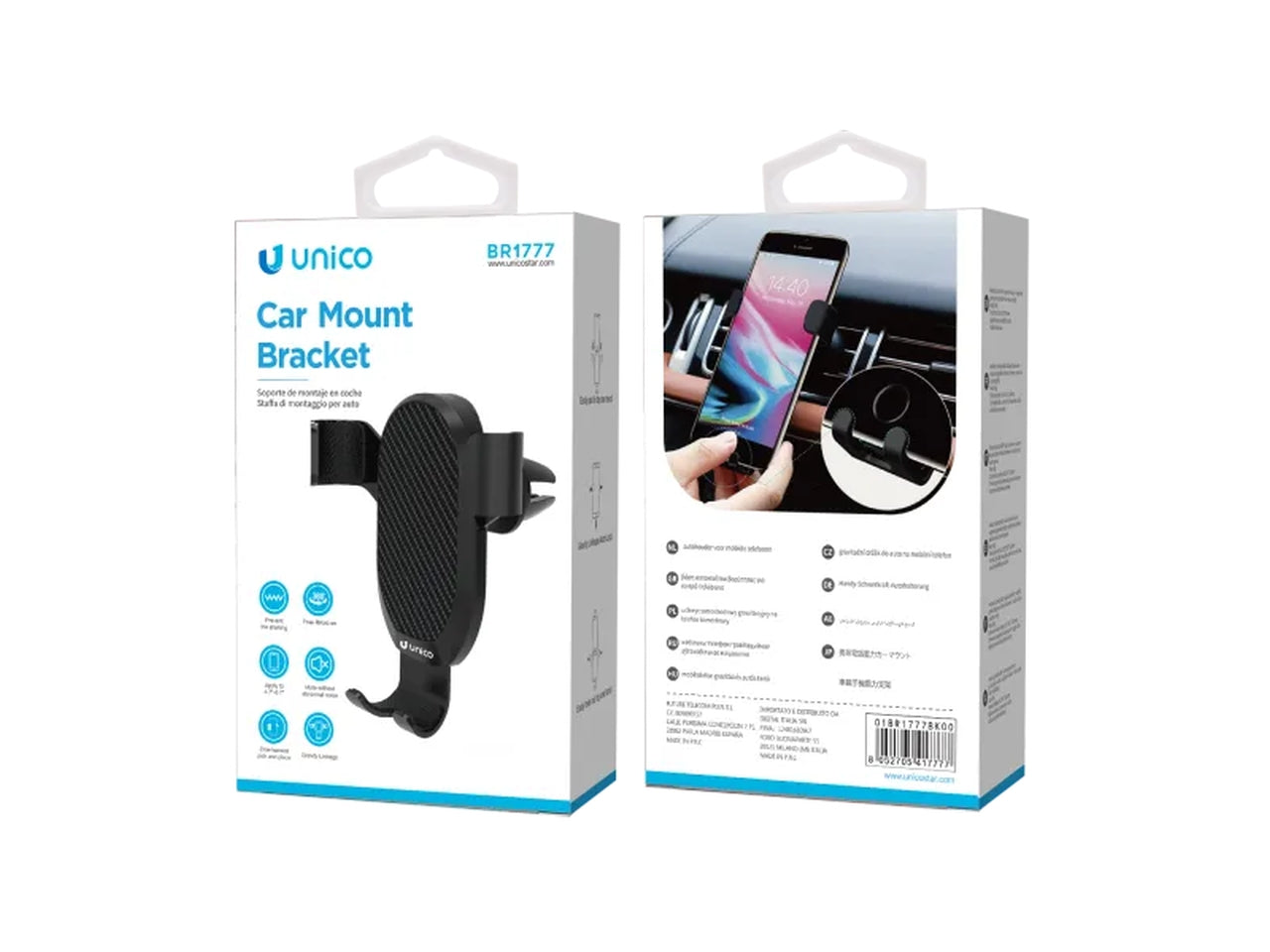 Porta cellulare da auto - staffa a gravita' in plastica a due artigli + lega di alluminio