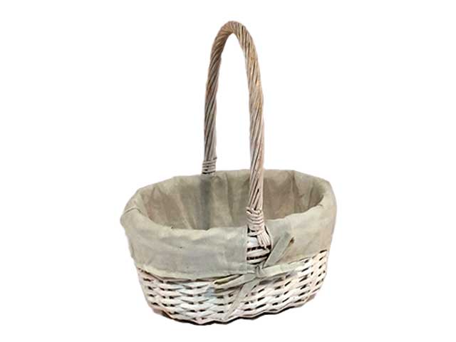 Cesto ovale bianco 22xh.12cm c/stoffa d0394.24a
