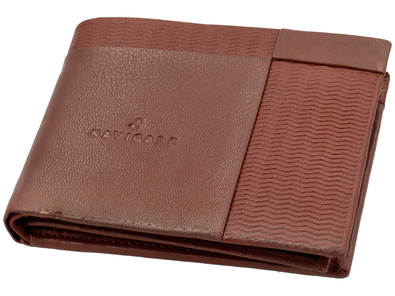 Portafoglio navigare da uomo doppia patta piu' moneta in vera pelle nappa piu' oil stampato misura 11x6,5cm colore atzeco