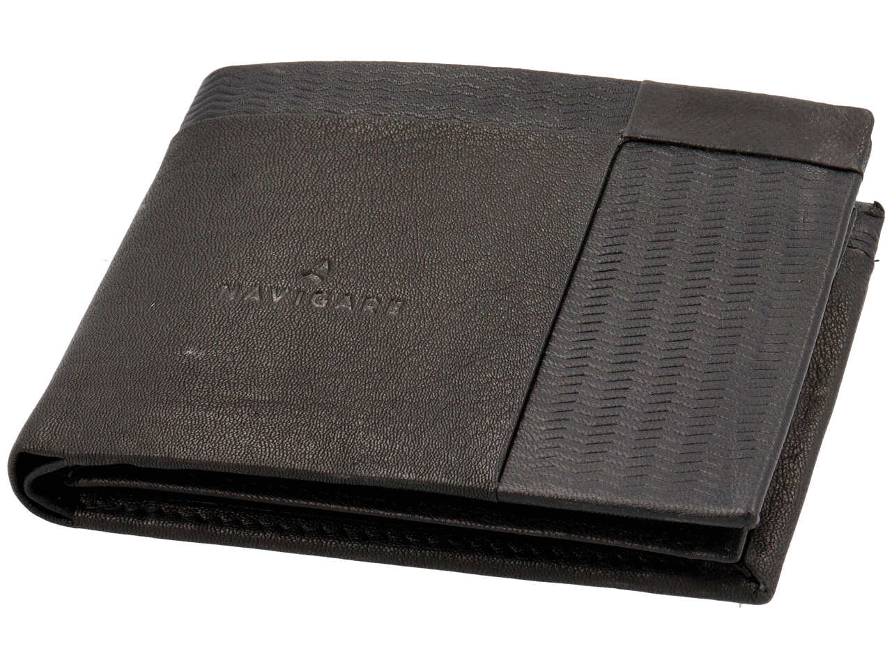 Portafoglio navigare da uomo doppia patta piu' moneta in vera pelle nappa piu' oil stampato misura 11x6,5cm colore nero