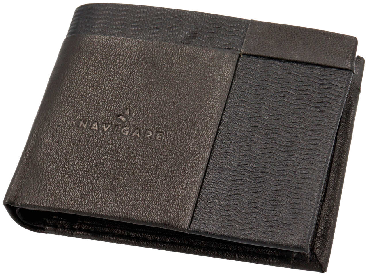 Portafoglio navigare da uomo doppia patta piu' moneta piccolo in vera pelle nappa piu' oil stampato misura 11x9cm colore nero