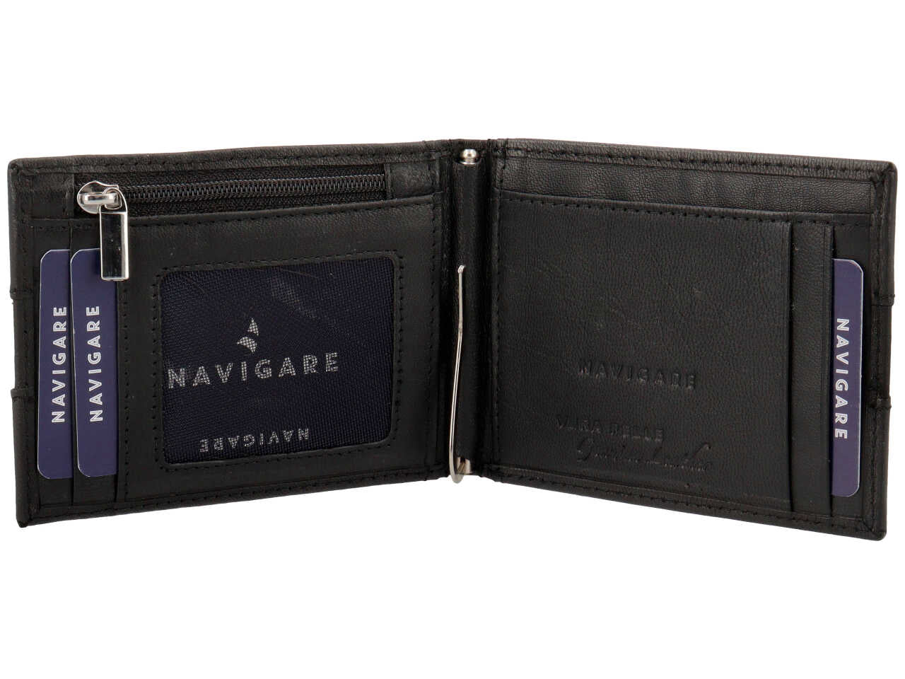 Portafoglio navigare da uomo a molla con zip moneta in vera pelle oil stampato misura 10,5x8,4cm colore nero