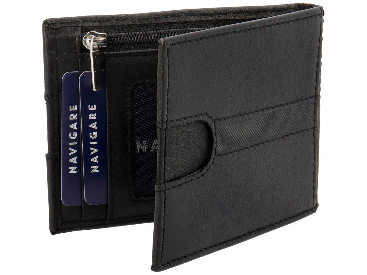 Portafoglio navigare da uomo a molla con zip moneta in vera pelle oil stampato misura 10,5x8,4cm colore nero
