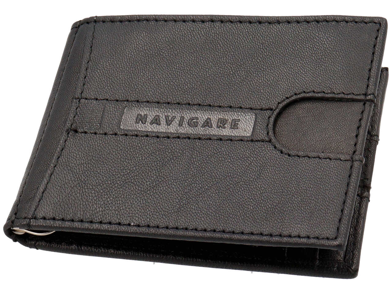Portafoglio navigare da uomo a molla con zip moneta in vera pelle oil stampato misura 10,5x8,4cm colore nero