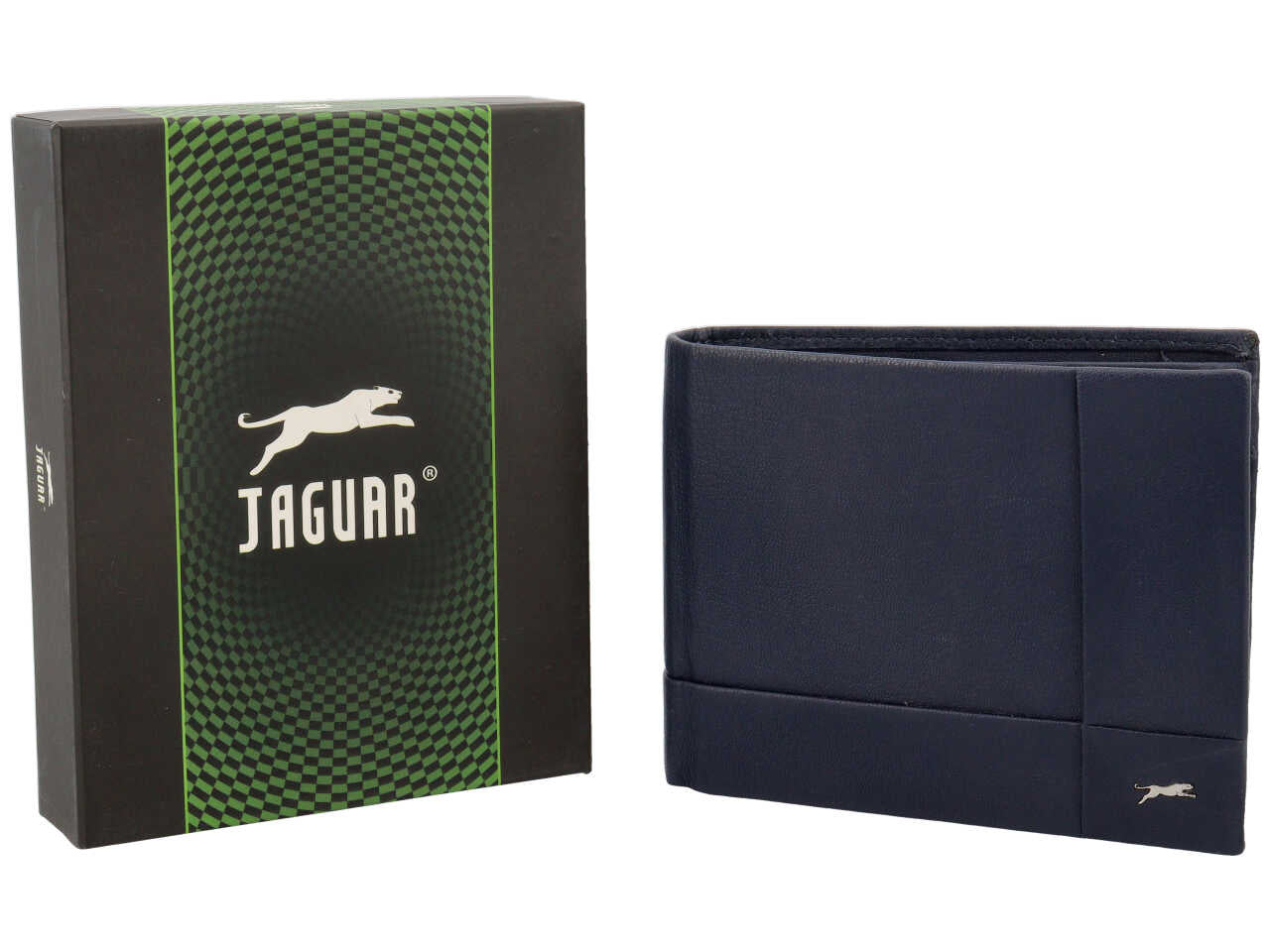 Portafoglio jaguar da uomo doppia patta piu' moneta in vera pelle sugar print misura 11x6,5cm colore inchiostro