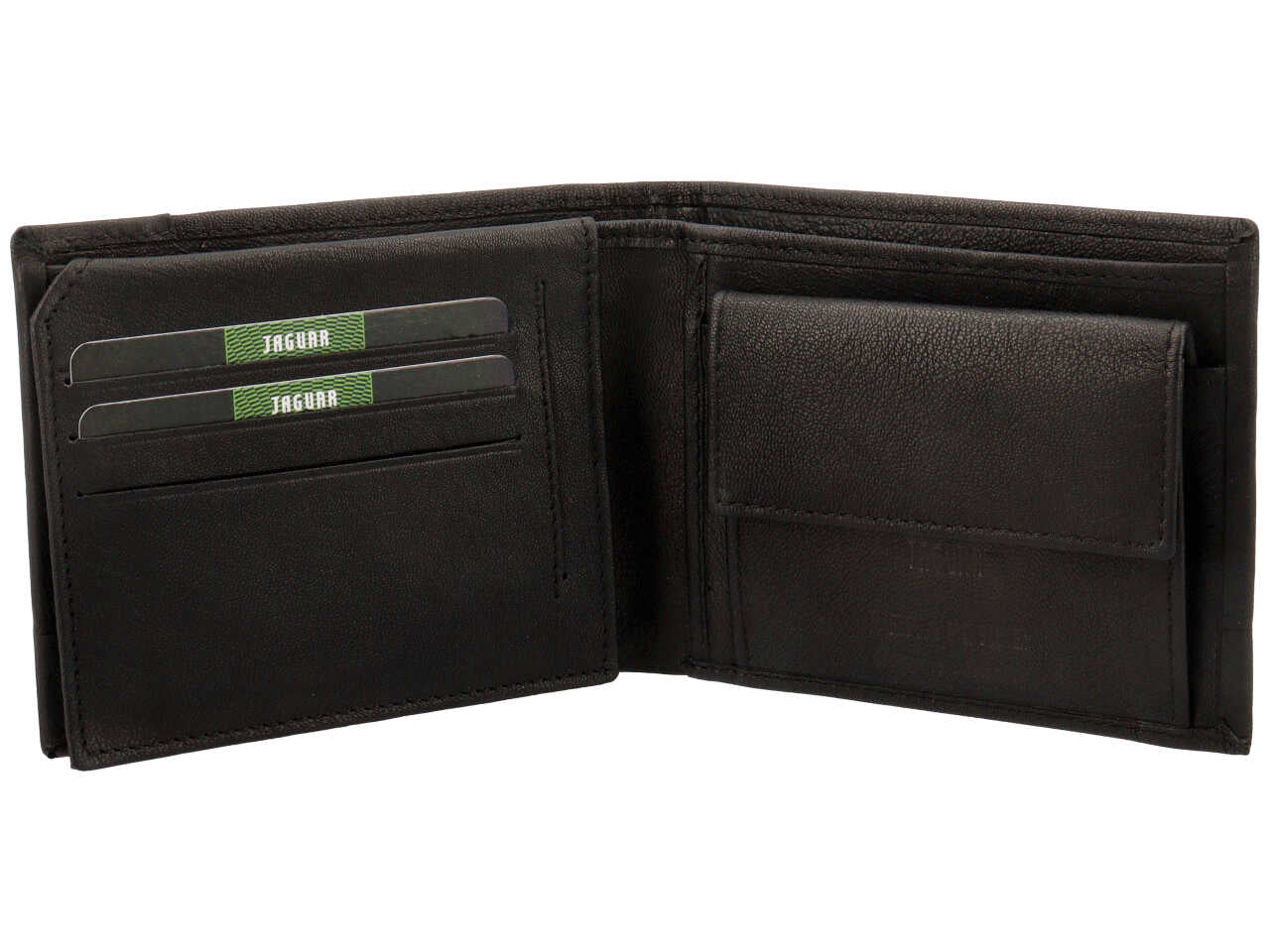 Portafoglio jaguar da uomo doppia patta piu' moneta in vera pelle sugar print misura 11x6,5cm colore nero