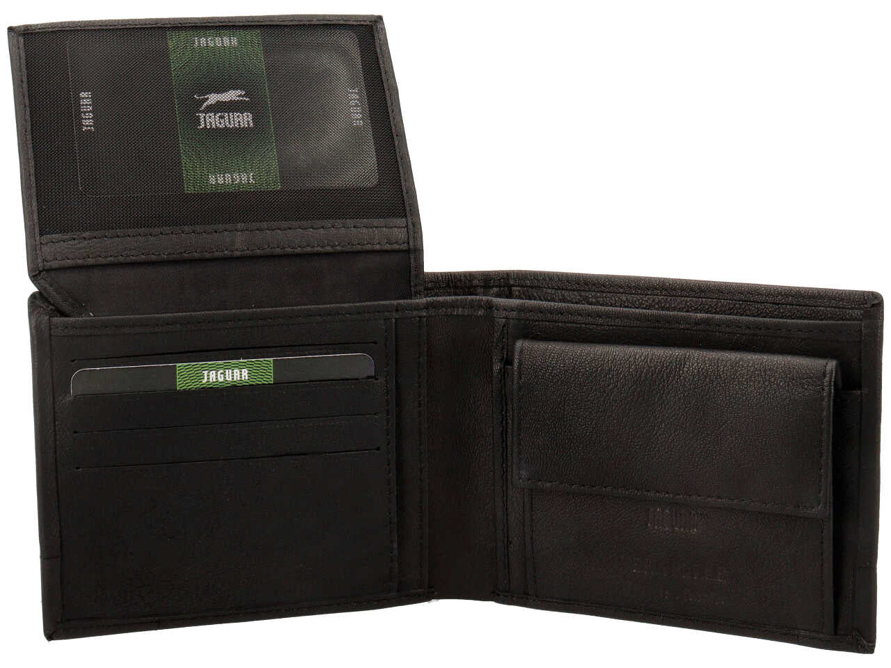Portafoglio jaguar da uomo doppia patta piu' moneta in vera pelle sugar print misura 11x6,5cm colore nero
