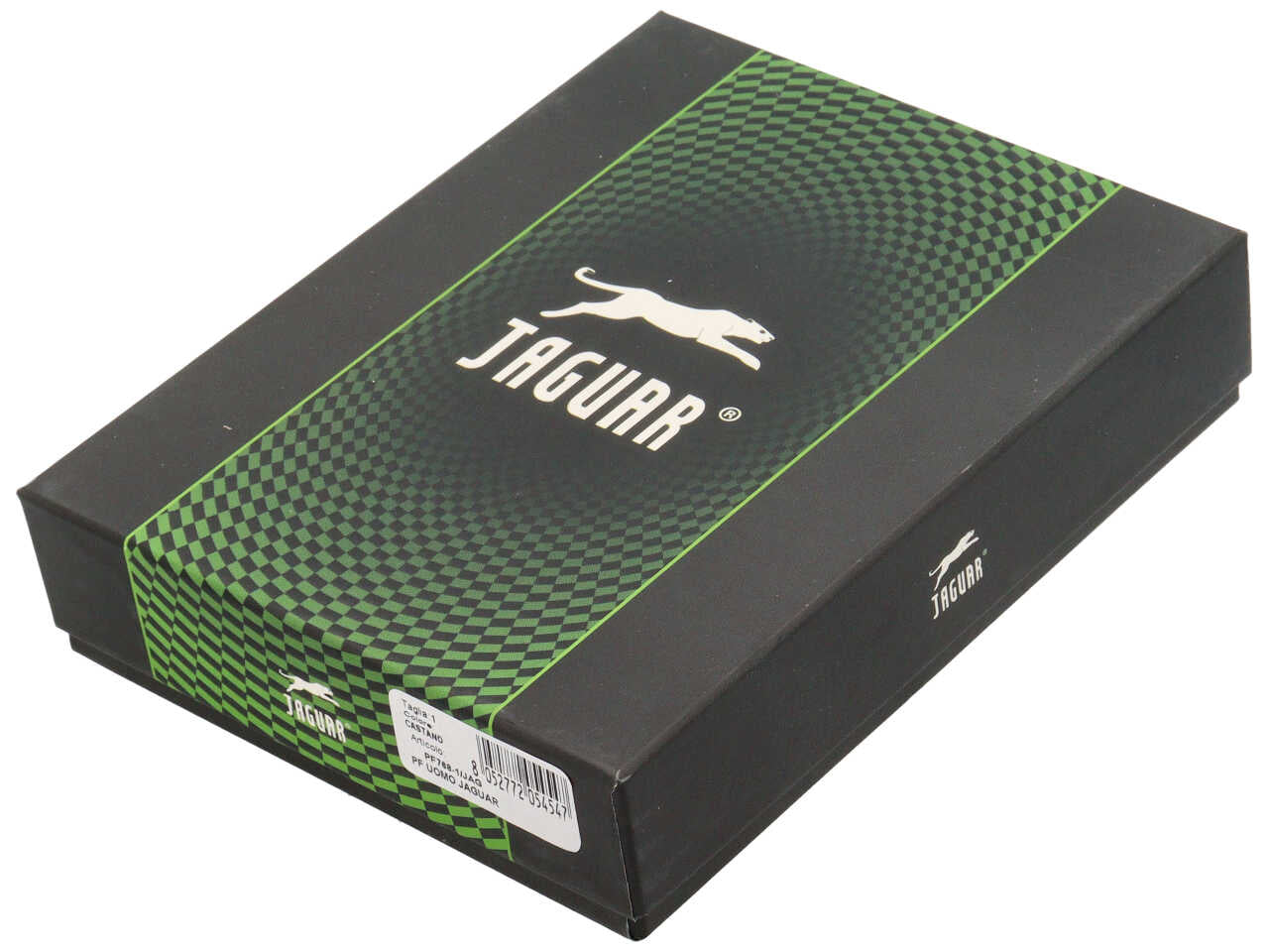 Portafoglio jaguar da uomo doppia patta piu' moneta in vera pelle sugar print misura 11x6,5cm colore nero