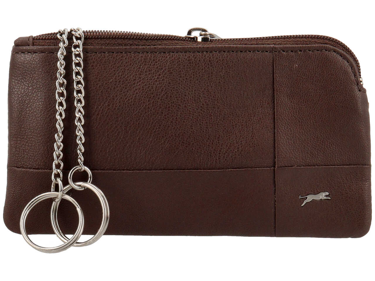 Portamonete jaguar da uomo con zip in vera pelle sugar print misura 13,9x7,7cm colore castano