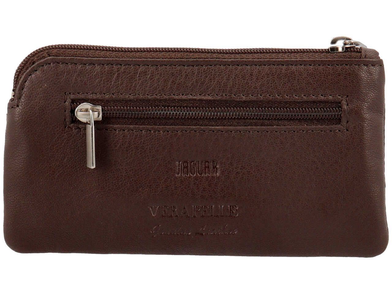 Portamonete jaguar da uomo con zip in vera pelle sugar print misura 13,9x7,7cm colore castano