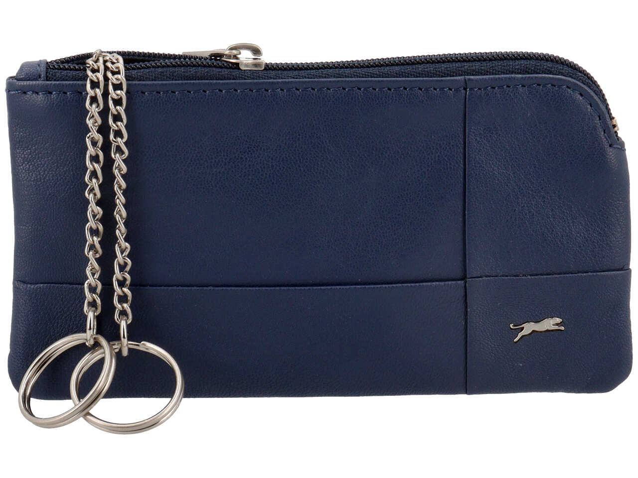 Portamonete jaguar da uomo con zip in vera pelle sugar print misura 13,9x7,7cm colore blu notte