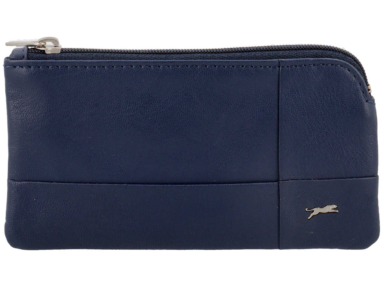 Portamonete jaguar da uomo con zip in vera pelle sugar print misura 13,9x7,7cm colore blu notte