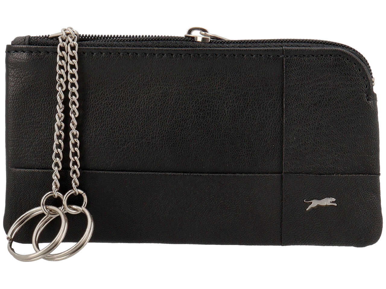 Portamonete jaguar da uomo con zip in vera pelle sugar print misura 13,9x7,7cm colore nero