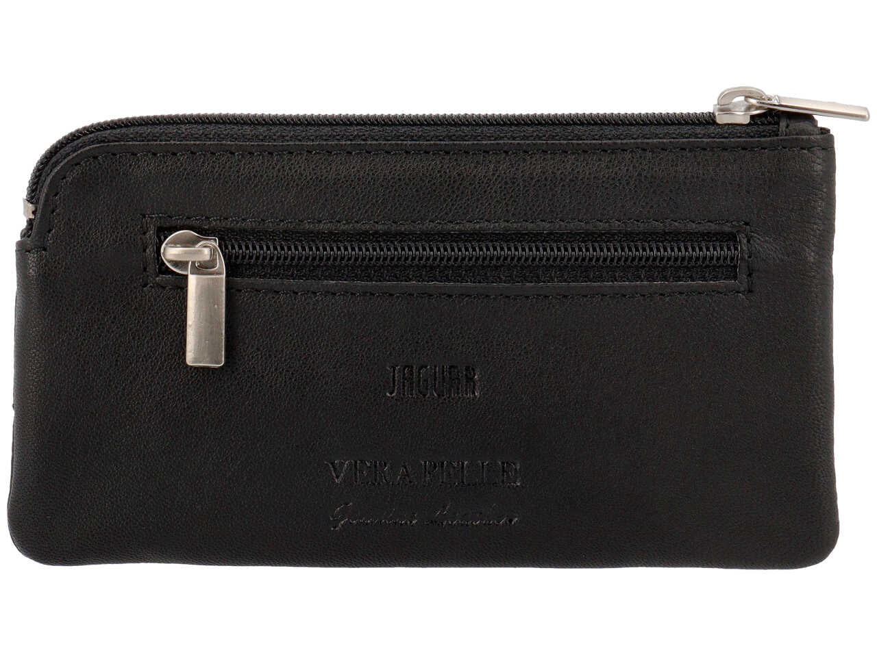 Portamonete jaguar da uomo con zip in vera pelle sugar print misura 13,9x7,7cm colore nero