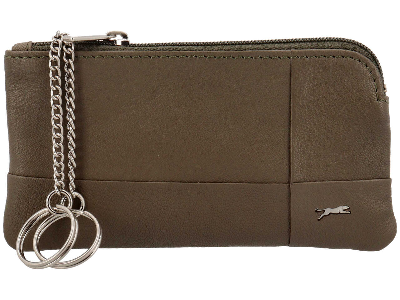 Portamonete jaguar da uomo con zip in vera pelle sugar print misura 13,9x7,7cm colore oliva