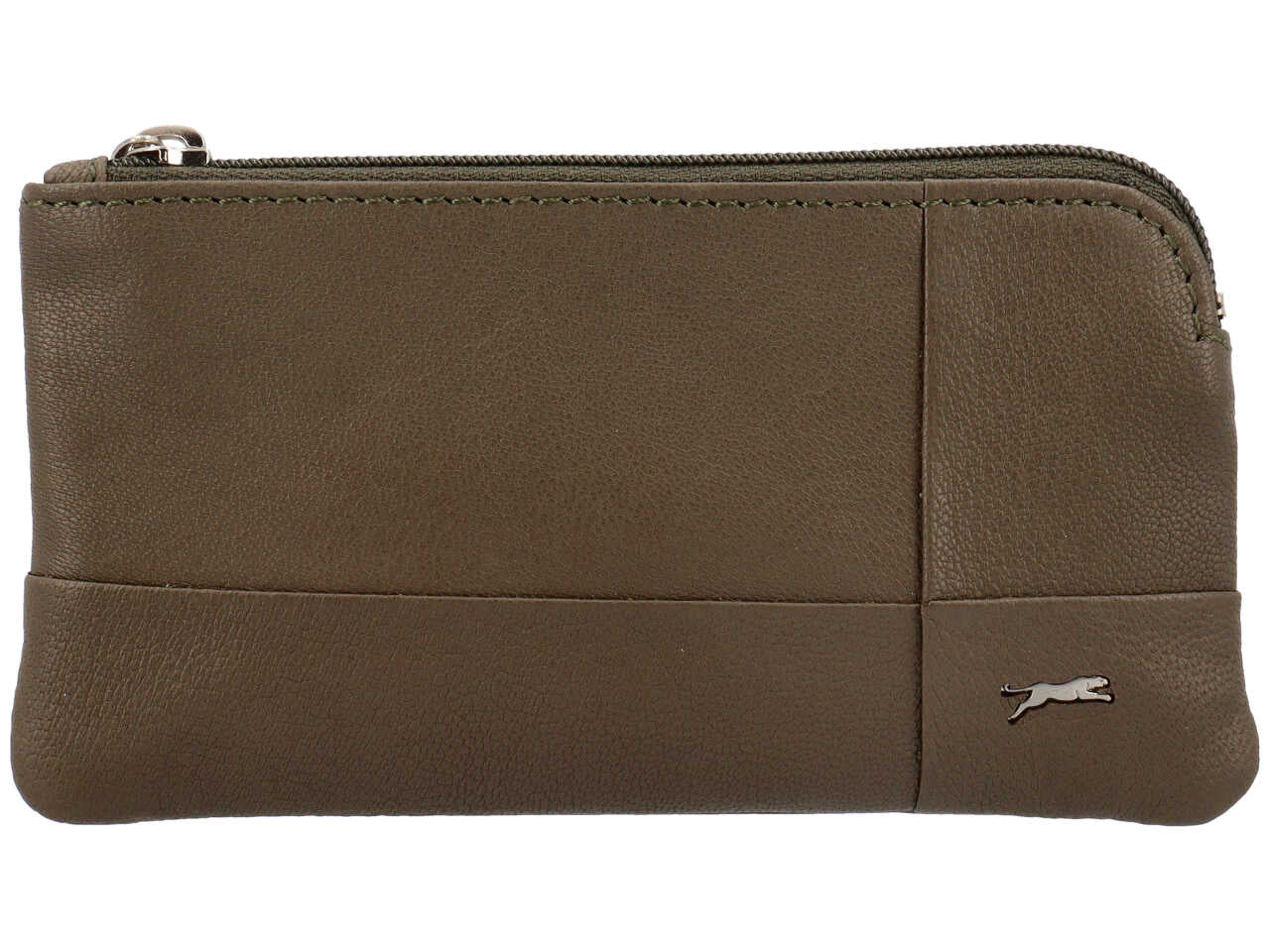 Portamonete jaguar da uomo con zip in vera pelle sugar print misura 13,9x7,7cm colore oliva